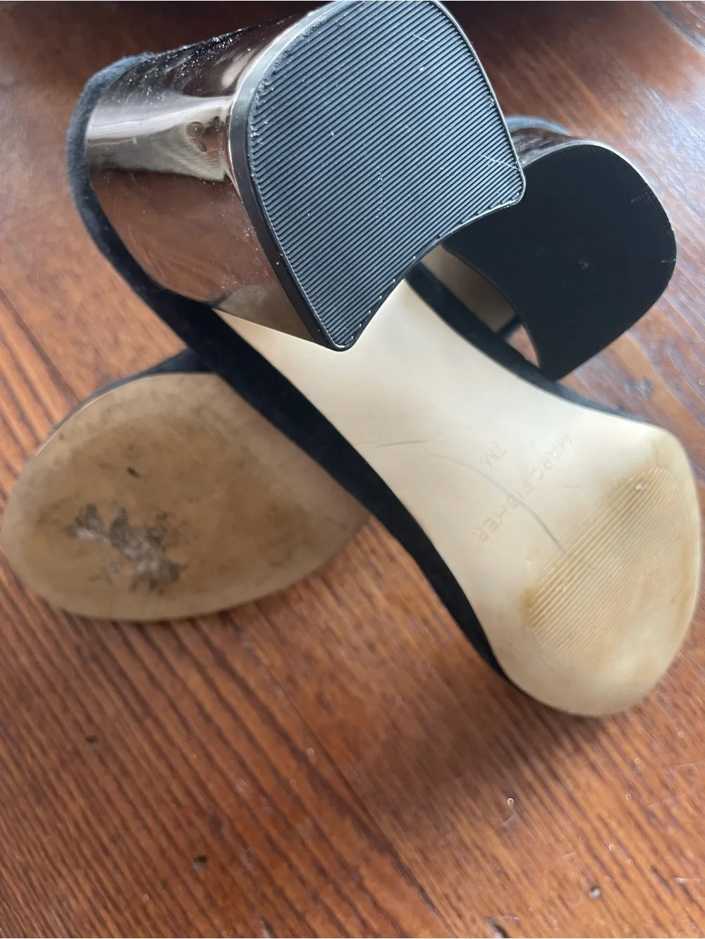 Marc Fisher Black Suede Round-Toe Pumps